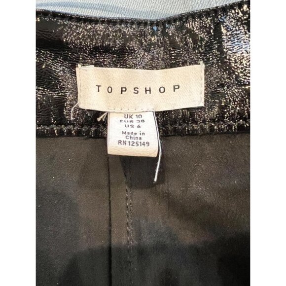 NWOT TOPSHOP black faux patent leather pants treasures size 6 - Picture 5 of 7